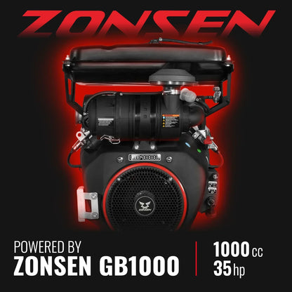 8 inch ZONSEN E-Start 1000cc 35hp Gas Powered 4 - Wheel Drum Wood Chipper with Taillight ,  B200