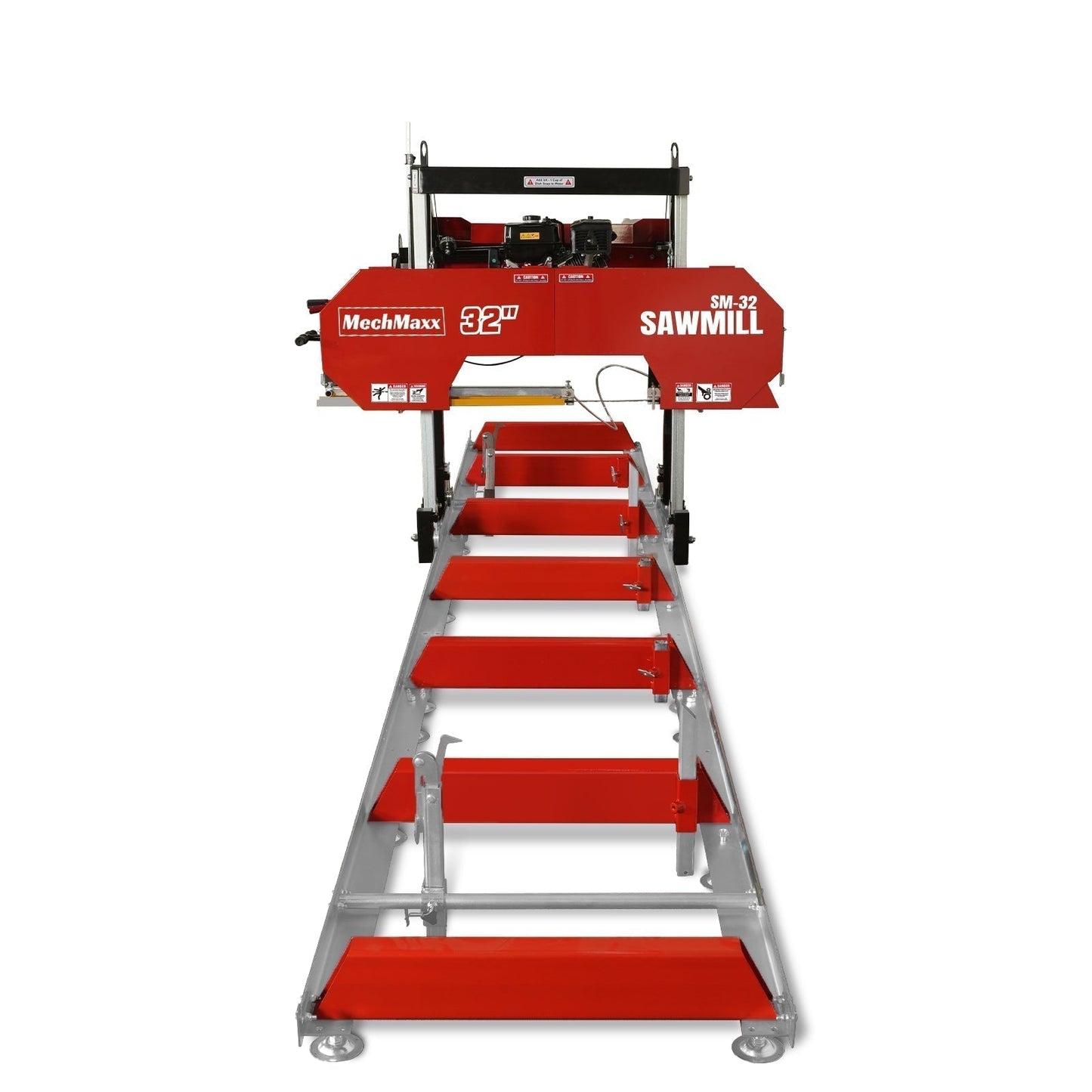 32" Portable Sawmill (5 x Blades Included), 420cc 15HP E-Start Gasoline Engine, 29" Board Width, 20' Track Length (13' Track Length + 6.6' Track Extension Included) , SM32