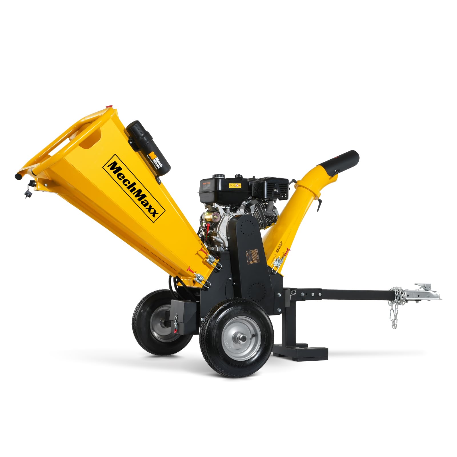 MechMaxx 8'' Inch ZONSEN 1000cc 35hp Electric Start Gasoline Powered Engine 4-Wheels Towable Wood Chipper Shredder Mulcher with Towbar/Tail Light/Emergency Stop Switch, Model B200