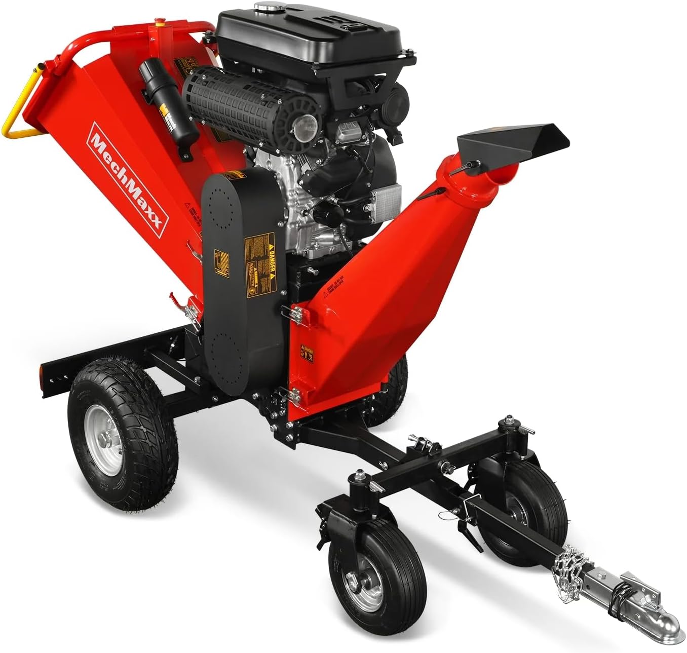 MechMaxx 8'' Inch ZONSEN 1000cc 35hp Electric Start Gasoline Powered Engine 4-Wheels Towable Wood Chipper Shredder Mulcher with Towbar/Tail Light/Emergency Stop Switch, Model B200