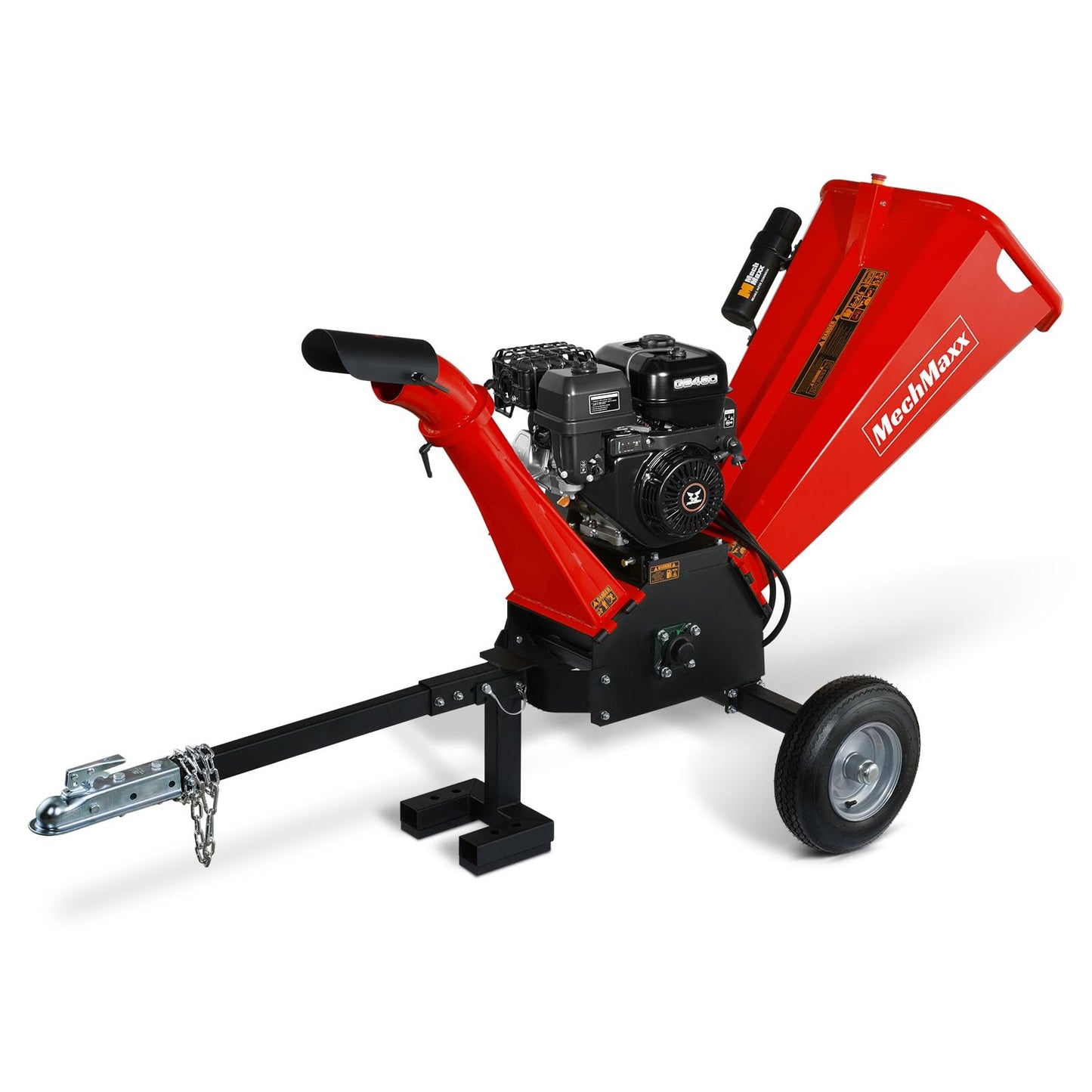 MechMaxx 6 inch ZONSEN 459cc 15hp Electric Start Gas Powered Wood Chipper Shredder Mulcher with Towbar, 6" Max Chipping Diameter Capacity,with Emergency Stop Button&Stop Bar,Model P4206 Orange