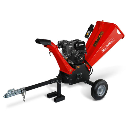 MechMaxx 6 inch ZONSEN 459cc 15hp Electric Start Gas Powered Wood Chipper Shredder Mulcher with Towbar, 6" Max Chipping Diameter Capacity,with Emergency Stop Button&Stop Bar,Model P4206 Orange
