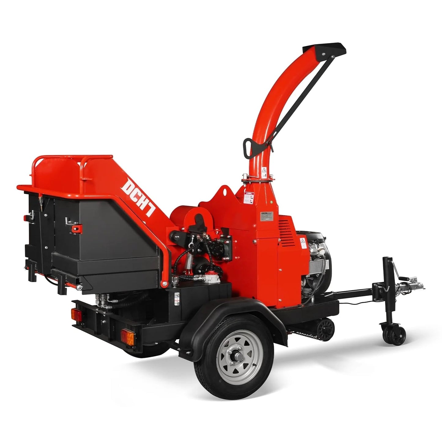 MechMaxx 8'' Inch ZONSEN 1000cc 35hp Electric Start Gasoline Powered Engine 4-Wheels Towable Wood Chipper Shredder Mulcher with Towbar/Tail Light/Emergency Stop Switch, Model B200