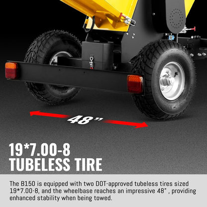 MechMaxx 6 inch ZONSEN 459cc 15hp E-Start Gas Powered 4-Wheels Wood Chipper Shredder Mulcher with Towbar/Tail Light/Emergency Stop Button/Stop Bar, Model B150 Yellow
