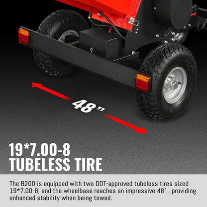 MechMaxx 8'' Inch ZONSEN 1000cc 35hp Electric Start Gasoline Powered Engine 4-Wheels Towable Wood Chipper Shredder Mulcher with Towbar/Tail Light/Emergency Stop Switch, Model B200